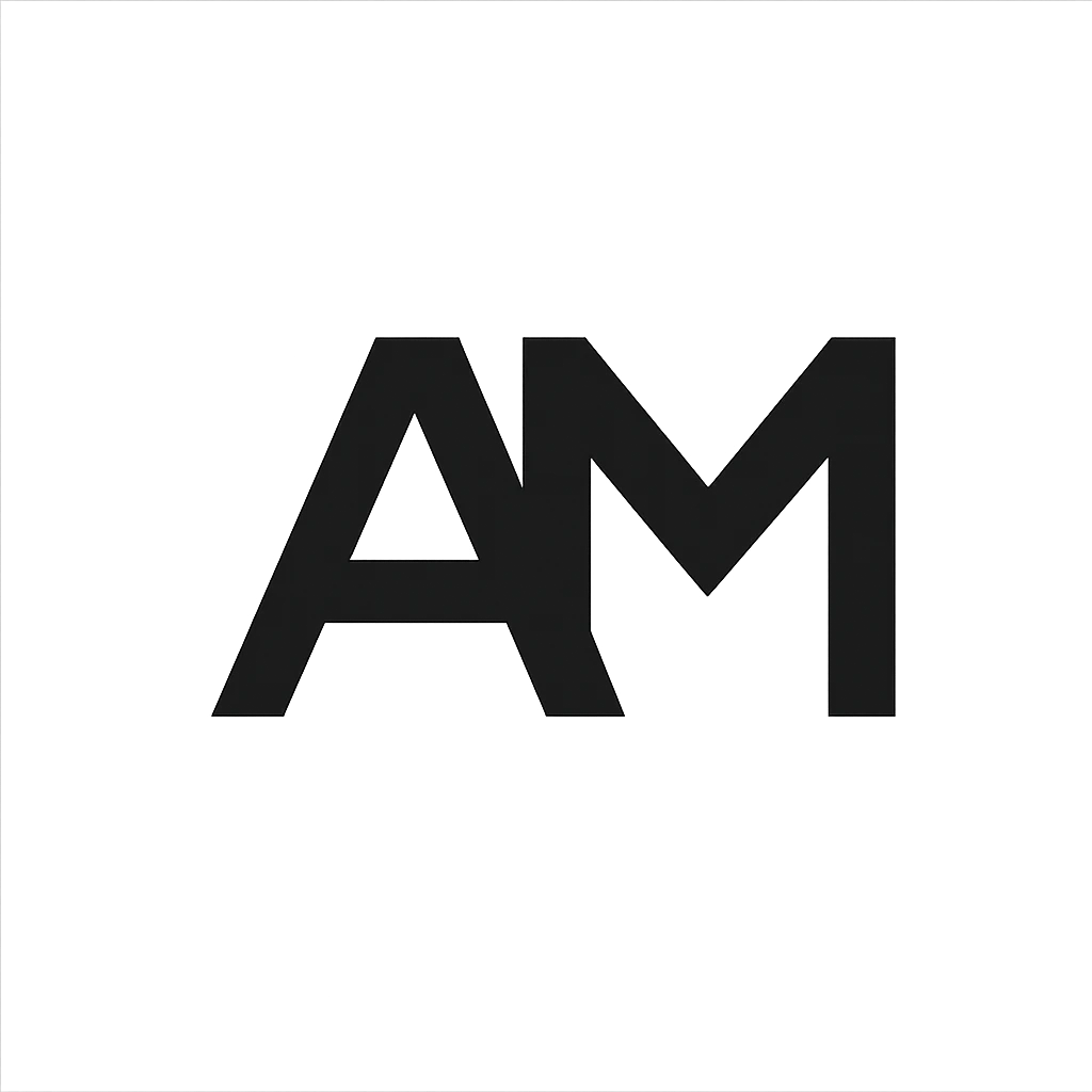 clean and modern logo for the letters AM, suitable for branding emoji