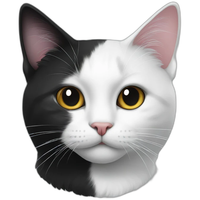 Black and white cat with white on one side of the lip emoji