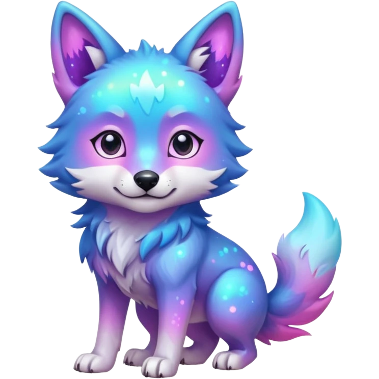 kawaii cute colorful shiny pastel nebula wolf (full body) emoji