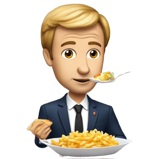 Macron qui mange une poutine emoji