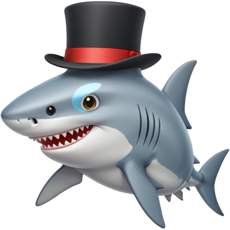 Shark with a top hat emoji