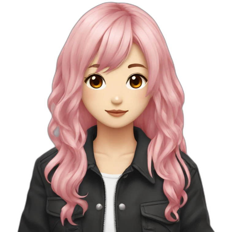 sakura do izone com cabelo preto e mechas vermelhas emoji