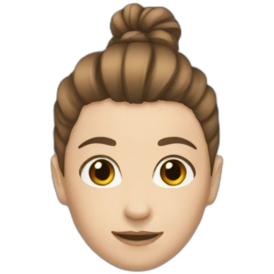 a gymnast with brown hair and a blue emoji