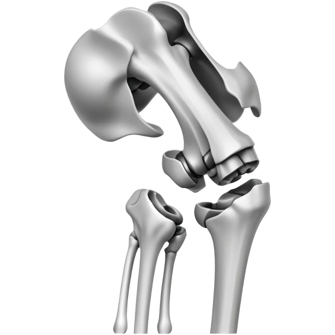 x-ray of knee joint, medical scan showing knee bones emoji