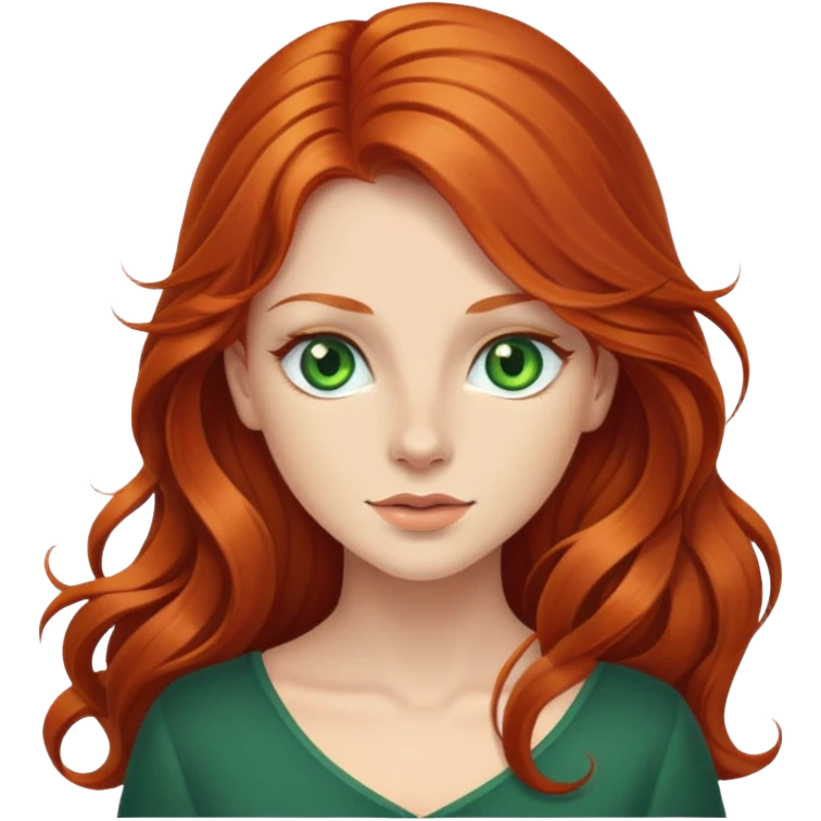 redhead with long hair and green eyes emoji