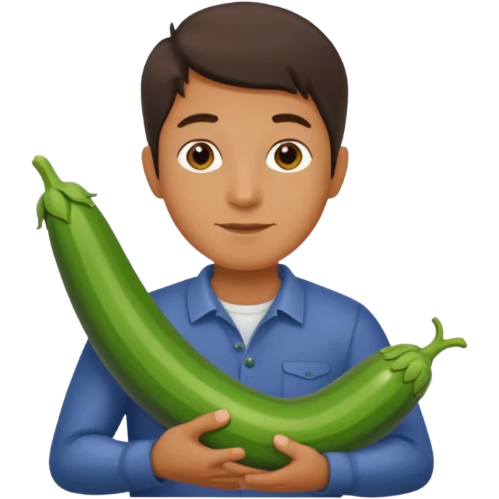 man. carrying a zucchini emoji