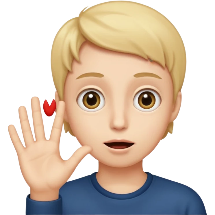 big eyed awkward face mouth slightly open with hand up emoji