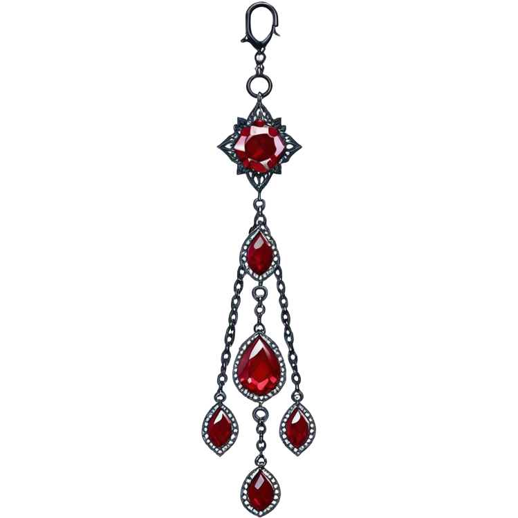Epic Hanging suncatcher, chains with shiny sparkly with ruby-gemstones and obsidian-gemstones,  emoji