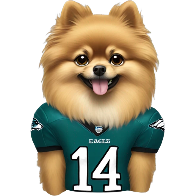 pomeranian wearing eagles jersey emoji