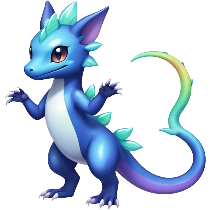 Rainbow crystalic Shiny pastel Salandit-Meowstic-Noibat-Fakémon-hybrid-creature (full body)  emoji