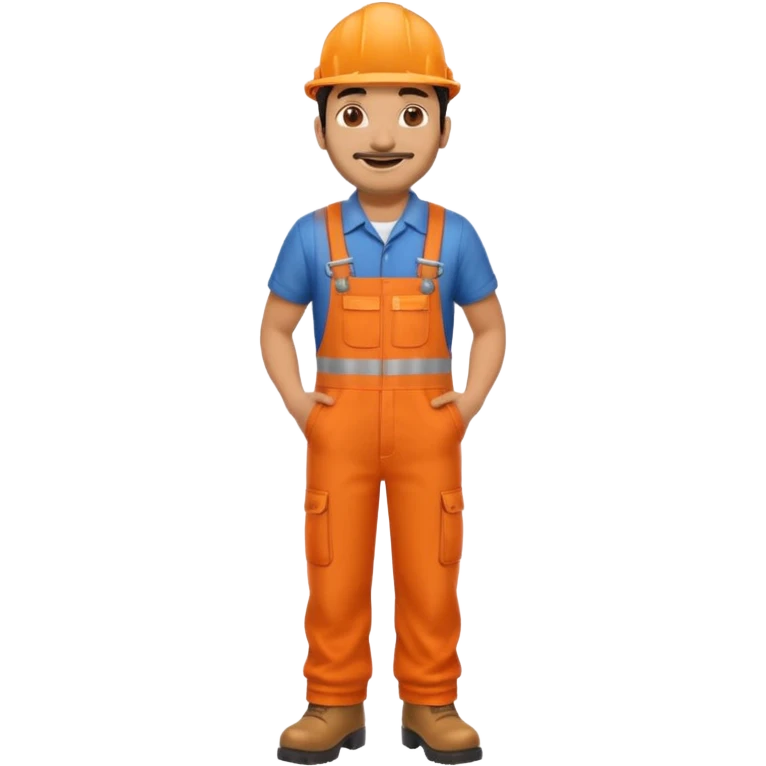 Indian male railway engineer orange overalls, boots  emoji