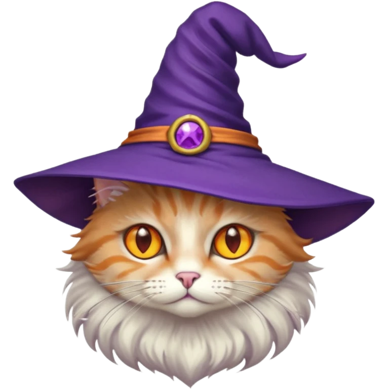 cat wear purple wicth hat emoji