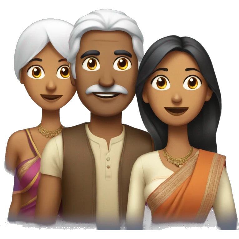 Indian man with 2 women emoji