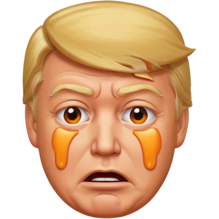 Donald Trump as bloated bag of oranges crying emoji