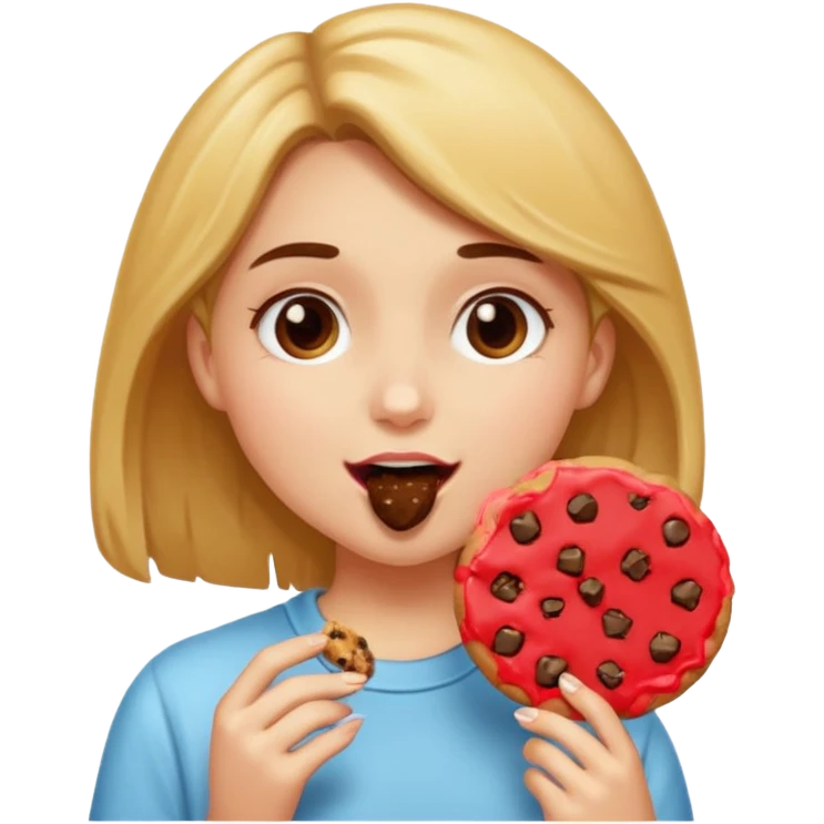 Girl eating a cookie thats bit into emoji