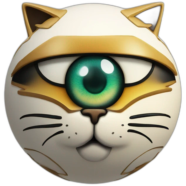 3d sphere with a cartoon Cat skin texture with Eye of Horus emoji