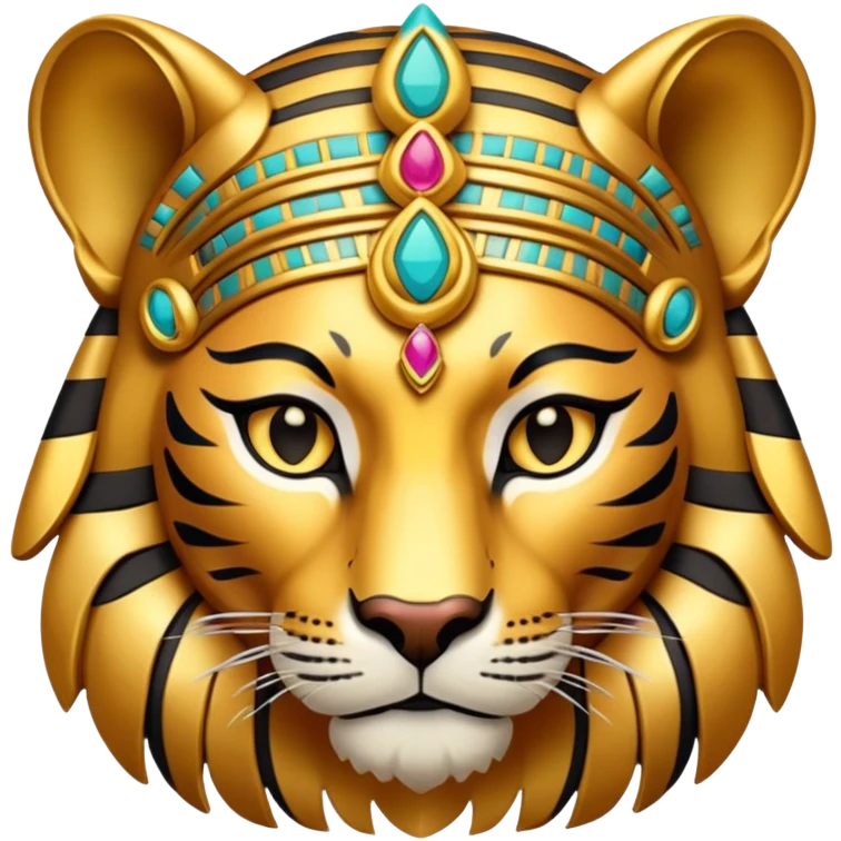 Ancient Egyptian tiger god with headdress emoji