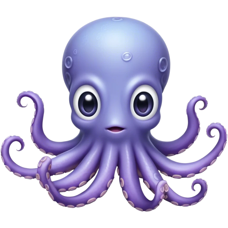 Cinematic Comical Baby Octopus Portrait Emoji, Tentacles slightly flared in a playful, exaggerated gesture, featuring a light blue-purple, rounded body with dramatically wide, hilariously expressive eyes full of surprise and innocent mischief, Simplified yet hilariously endearing features, highly detailed, glowing with a soft oceanic radiance, high shine, dramatic yet lovable, stylized with a dash of whimsical underwater mischief, soft glowing outline, capturing the essence of a delightfully silly little octopus that looks like it just made a clumsy, adorable mistake! emoji