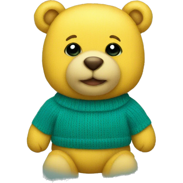 Yellow teddy bear with teal knit jumper emoji