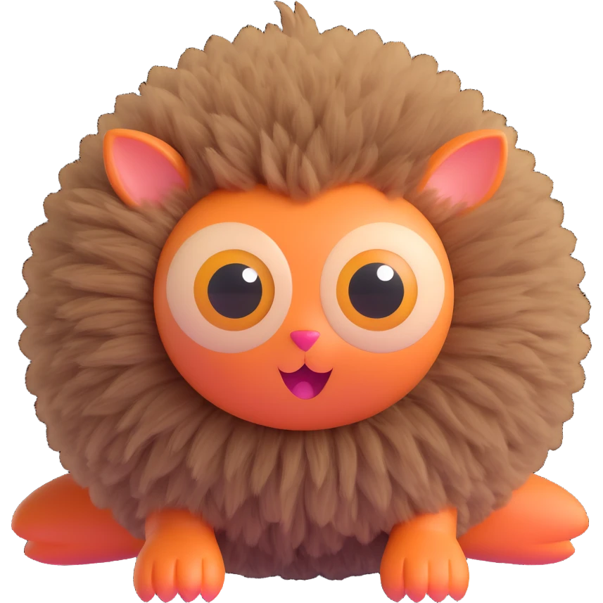 chussel, cute fluffy creature, big eyes, rolling on back emoji