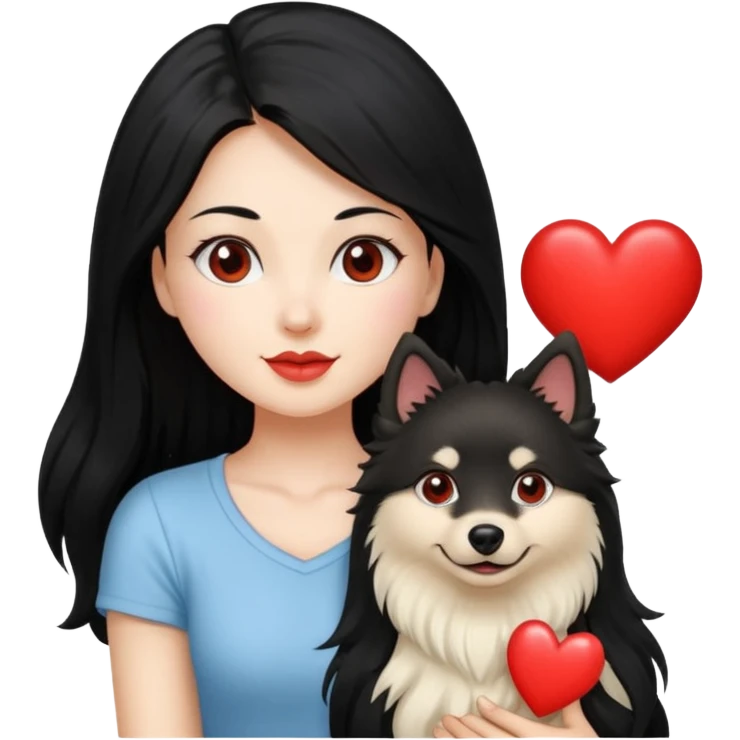  long hair crème charbonner German spitz red heart emoji