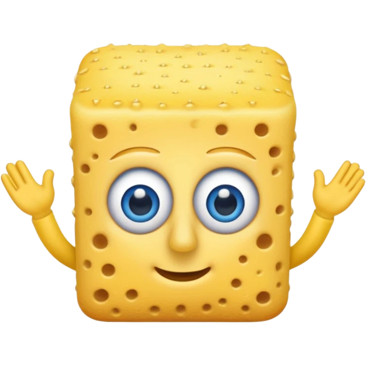 Make a kitchen yellow sponge have pants and blue eyes a yellow skinny nose emoji
