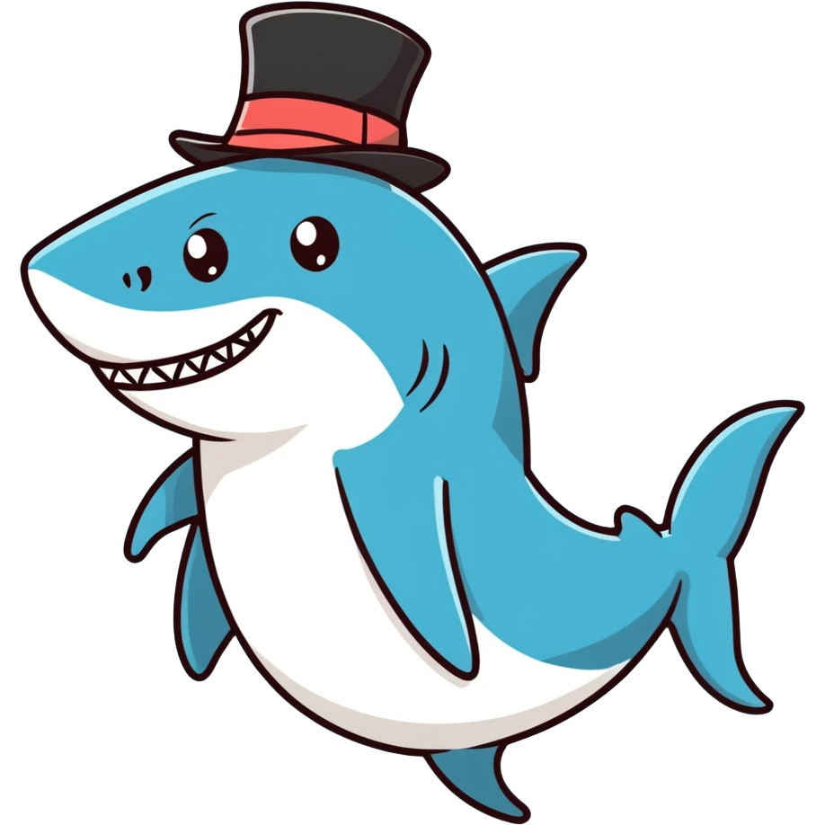 Shark with a top hat emoji