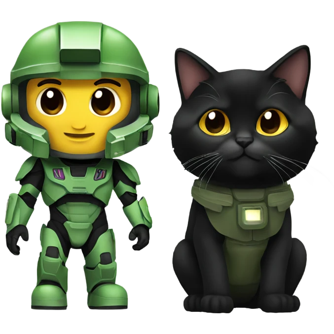 Master chief with black kitten emoji
