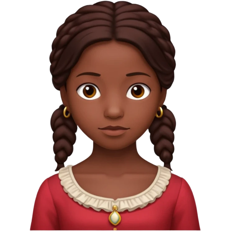 Patsey from 12 Years of Slave with dark brown hair, light red outfit emoji