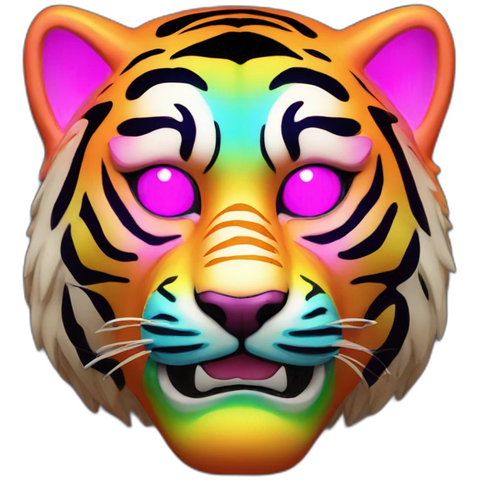 rainbow neon tiger Japanese mask emoji