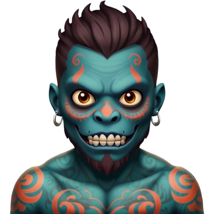 monster with tatto emoji
