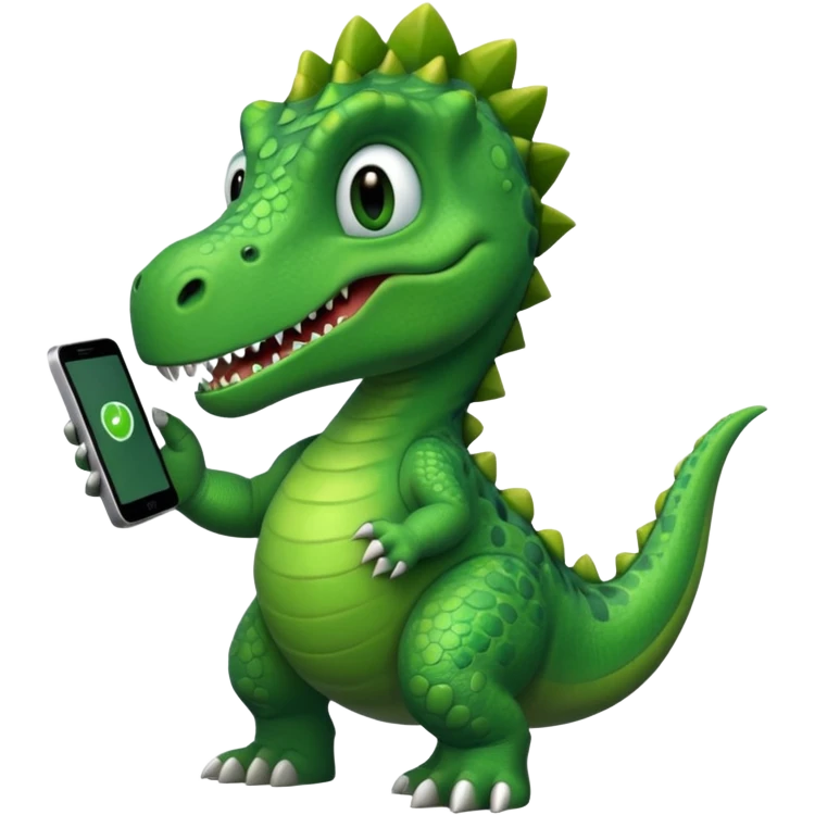 Dinosaur with phone emoji