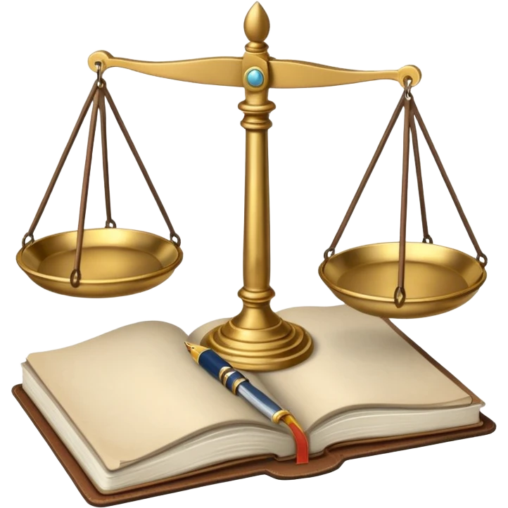 scales of justice with a notebook emoji