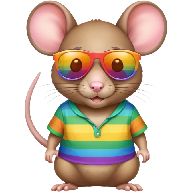 Rat wearing 10 sunglasses with rainbow shirt emoji