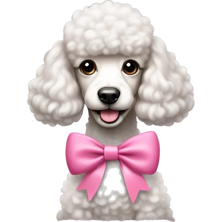 Poodle wearing a pink bow emoji