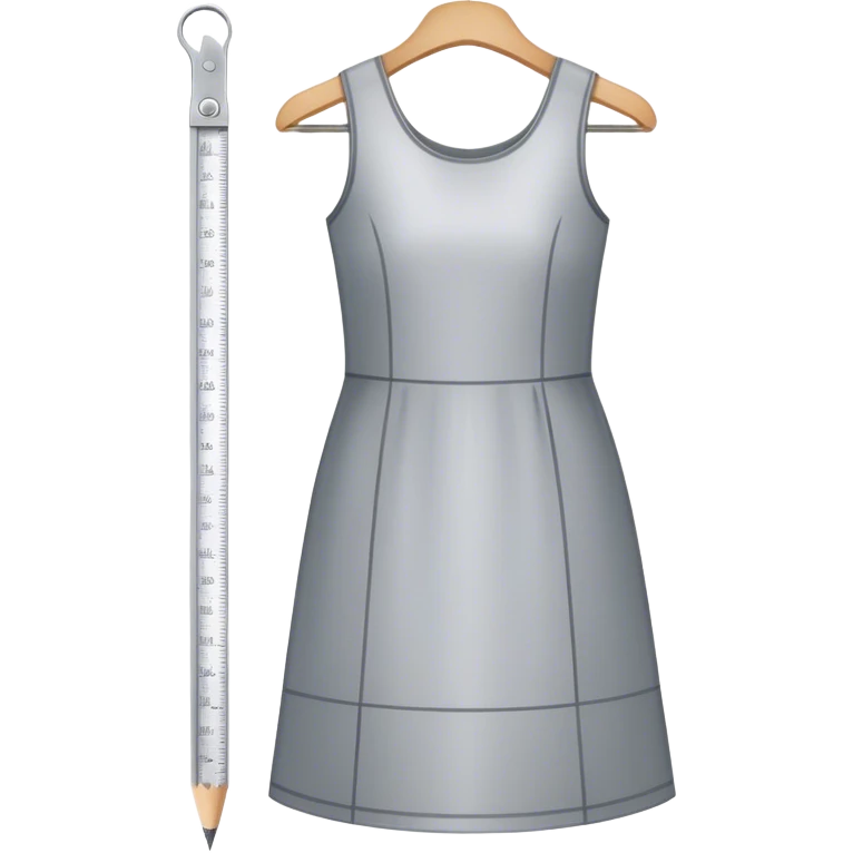 Icon for Fashion Design: a dress pattern with measurements, a ruler and a pencil. The icon should represent the process of designing clothing with a focus on precision and tailoring. Transparent background. emoji