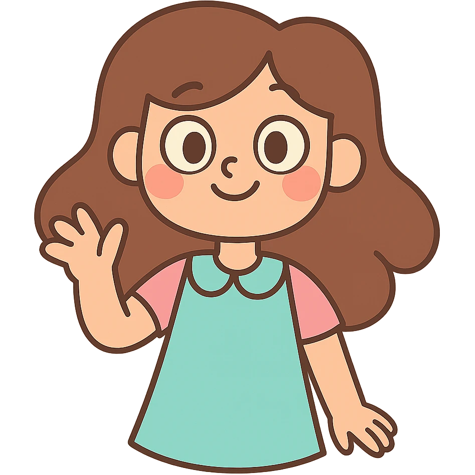 pastel toon style cute girl with brown hair emoji