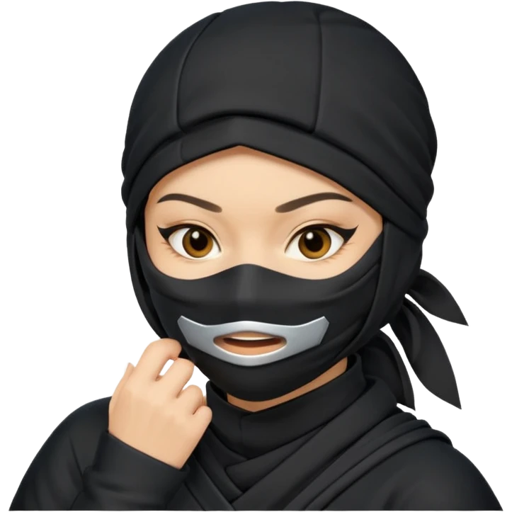 Female Ninja with mask covering mouth emoji