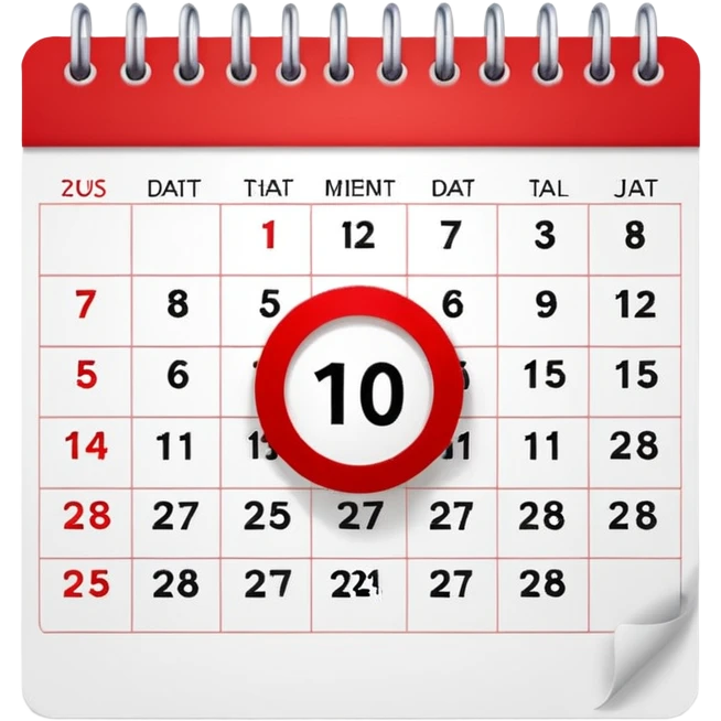 Wall calendar with red circled date emoji