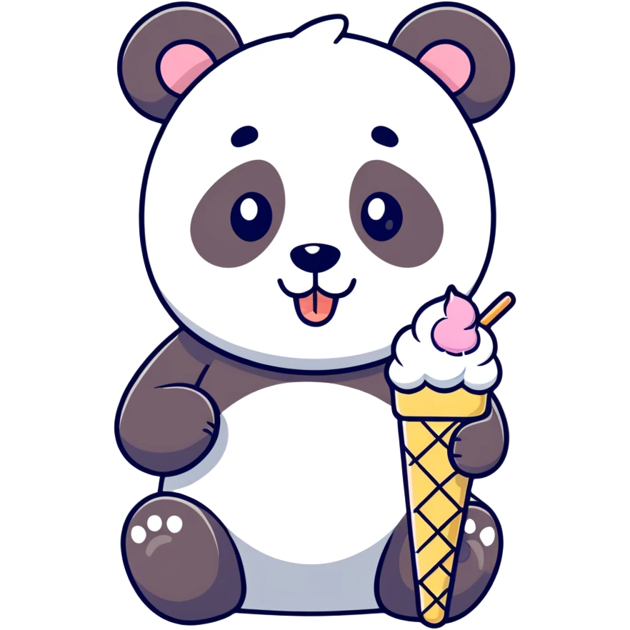 Panda eating ice cream emoji