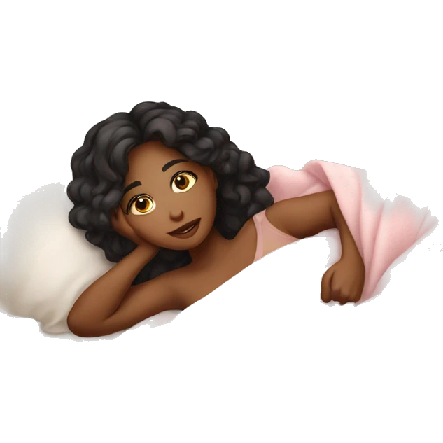 light girl in bed cozy pink blanket emoji