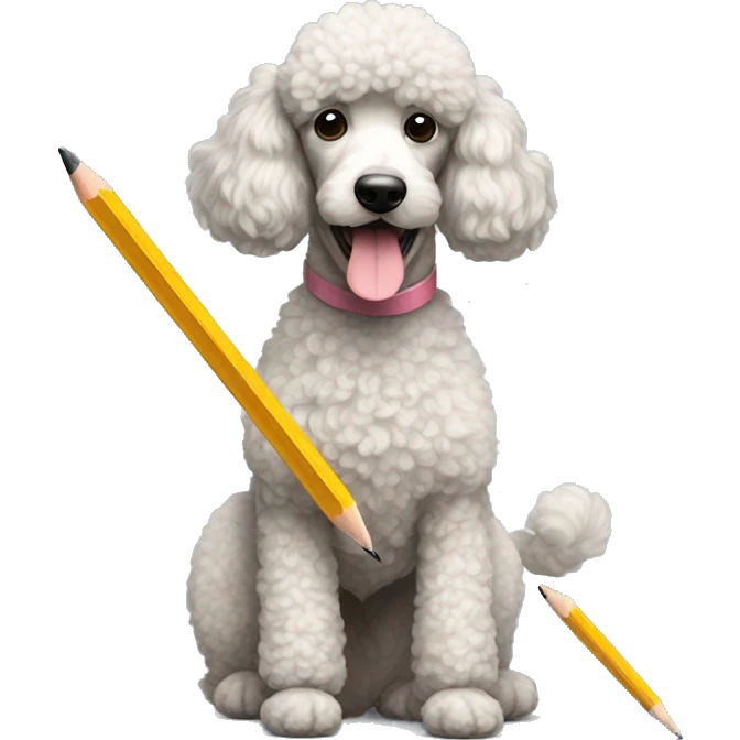 POODLE WITH  a pencil emoji
