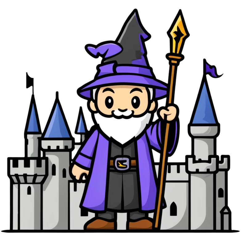 wizard wand and Hogwarts castle emoji