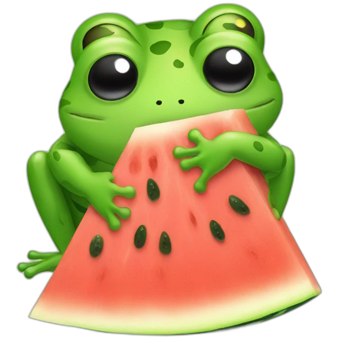 Frog hugging watermelon  emoji