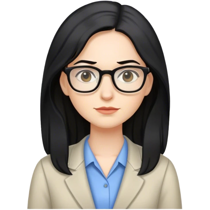 pale female teacher with long black hair, wearing glasses emoji