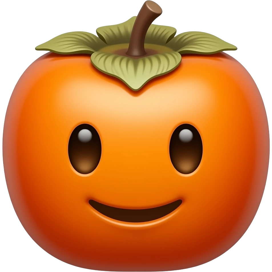 smiley face like a persimmon fruit - - dark-skinned persimmon fruit with dark peel. emoji