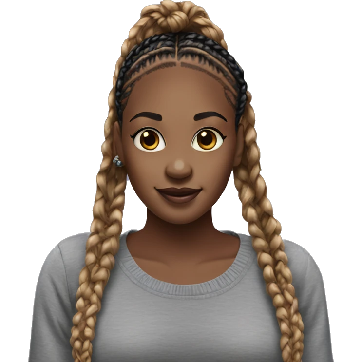 Black Woman with long ombré knotless box braids  emoji