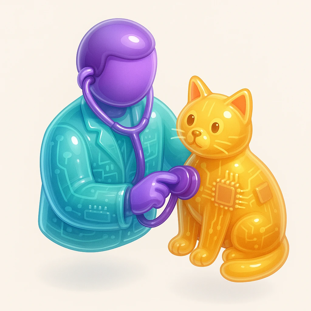 veterinarian examining a cat emoji