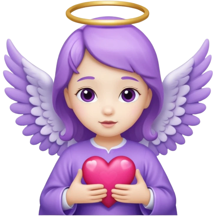 love cupid purple cute no human, an angel with heart, a withe angel like a baby emoji