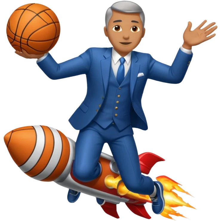 basketball coach flying on a rocket emoji